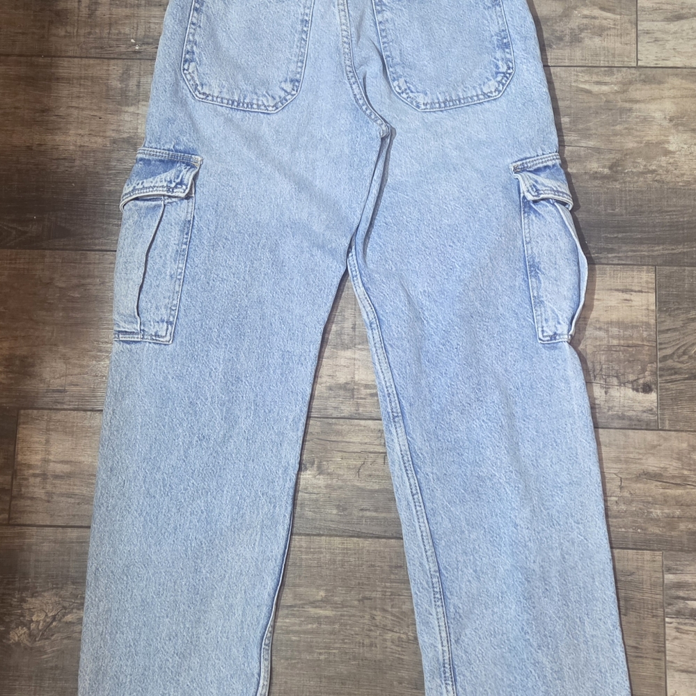 Vintage Chic Berkshka Light Blue Cargo Designer Jeans for Woman - Size 00 Pants - Picture 4 of 10